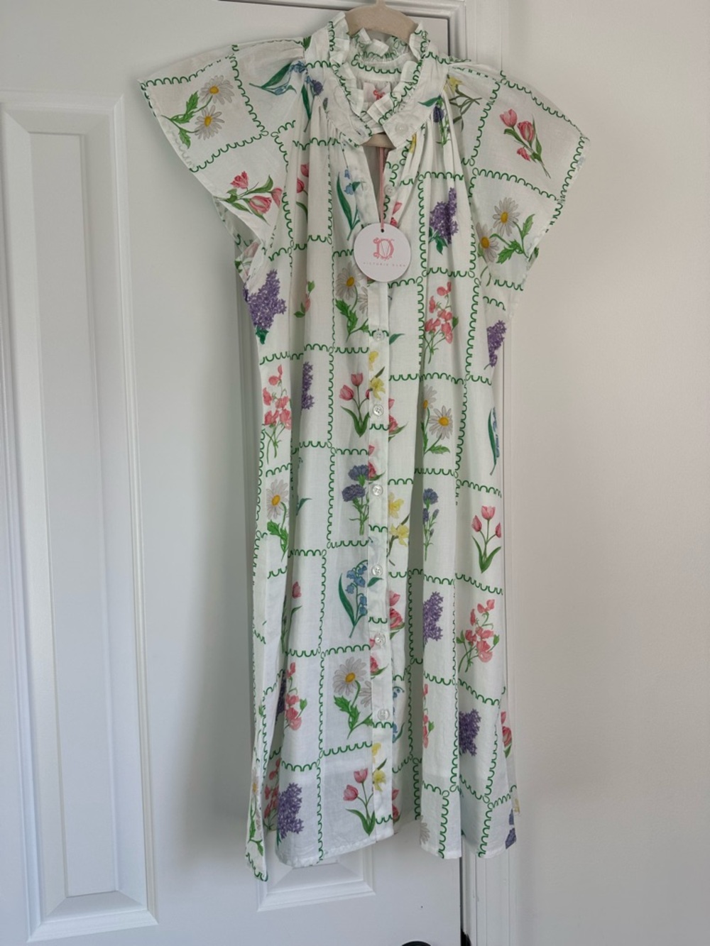 Victoria Dunn Lucia Botanical library mini dress size xs floral button down